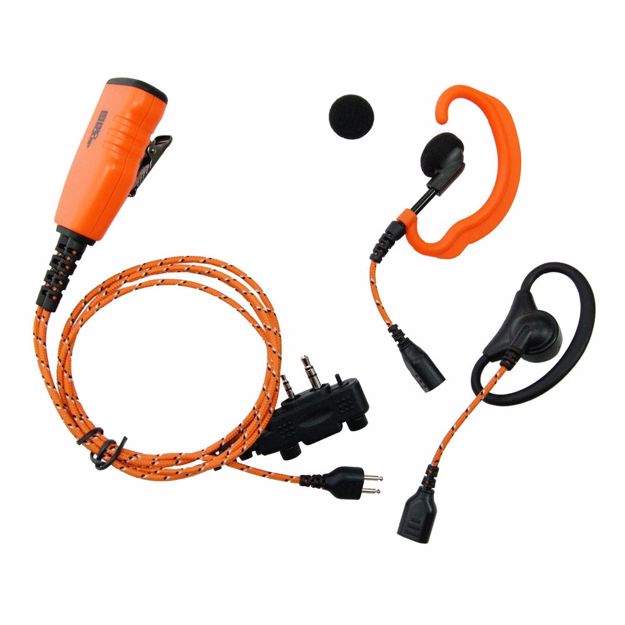 PRO-U610LA Orange tekstilkabel, "3-i-1" C & D-bygel / Peltor & mikrofon/PTT