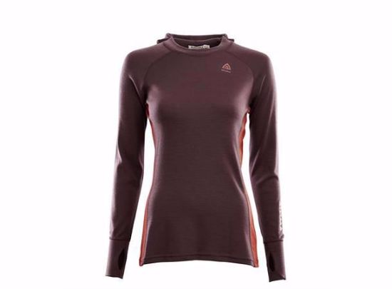 Bilde av WarmWool Hoodsweater Woman Fudge / Red Ochre XS