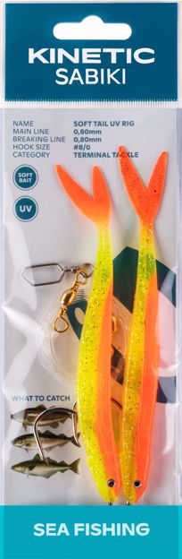 Bilde av Kinetic Sabiki Soft Tail UV #8/0 Yellow/Orange Fire Tail