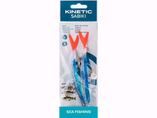 Bilde av Kinetic Sabiki Soft Tail UV #8/0 Blue Fire Tail