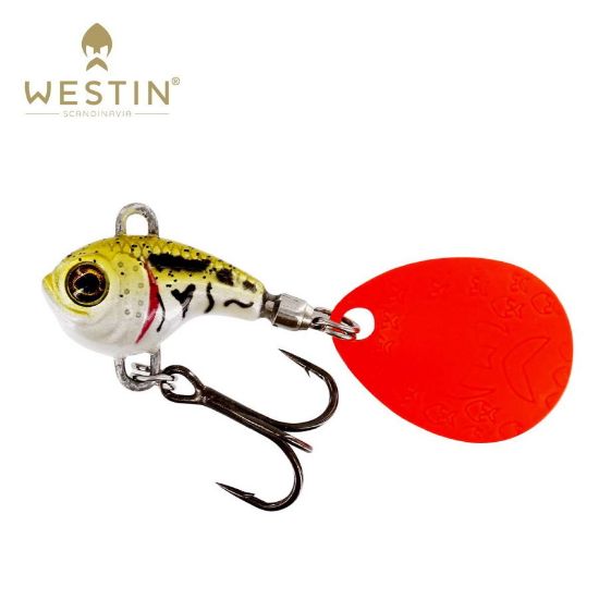 Bilde av DROPBITE TUNGSTEN SPIN TAIL JIG 2CM 13G PEARL STICKLEBACK